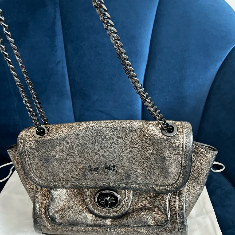 Metallic Coach Shoulder Bag